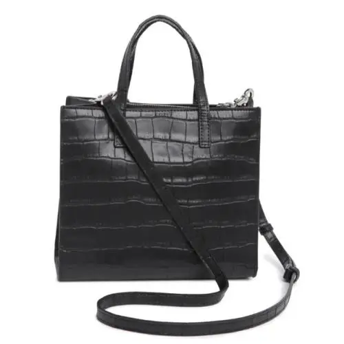 Marc Jacobs Mini Grind Croc Embossed Leather Tote Handbag Crossbody