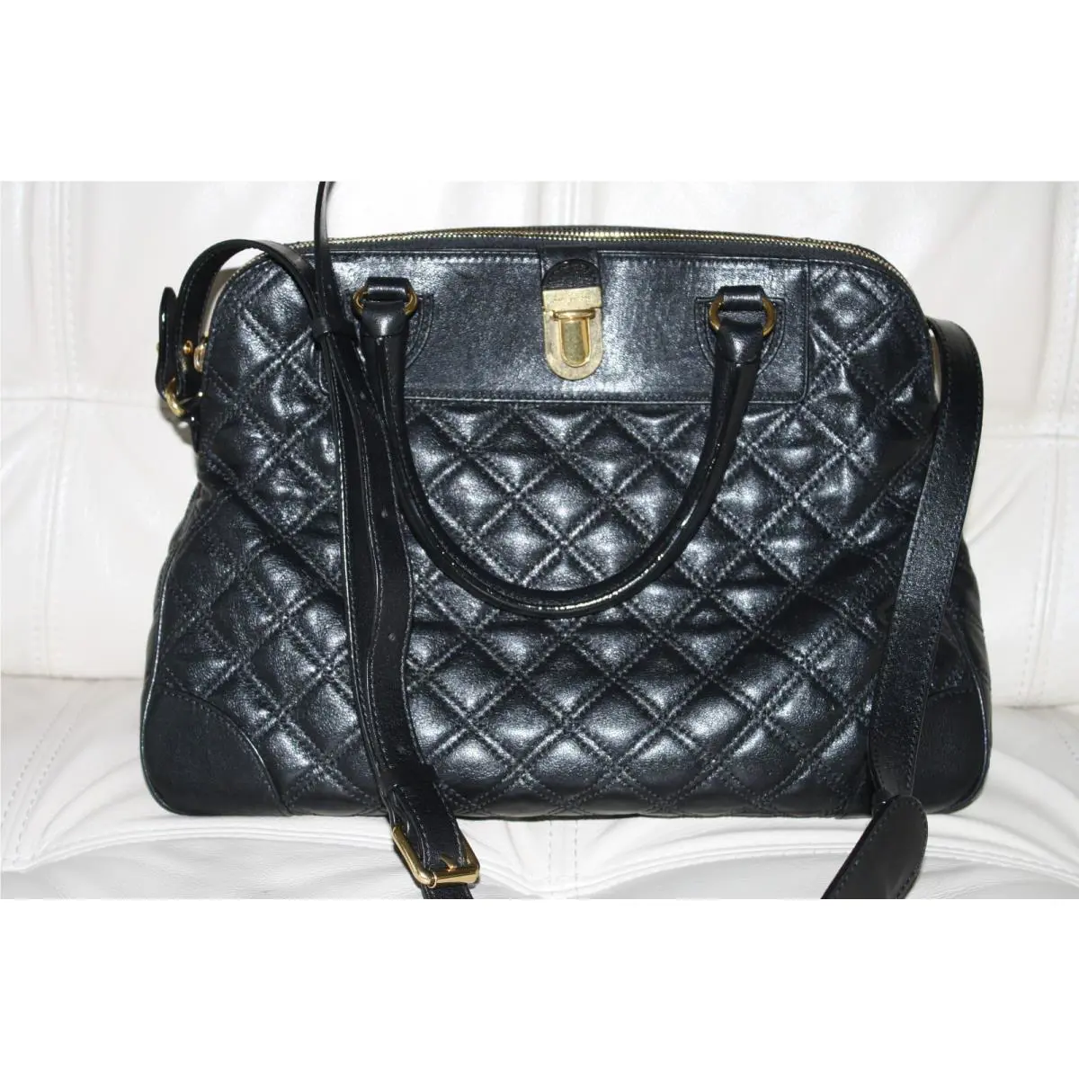 Marc Jacobs Black Quilted Shoulder Bag Convertible Satchel