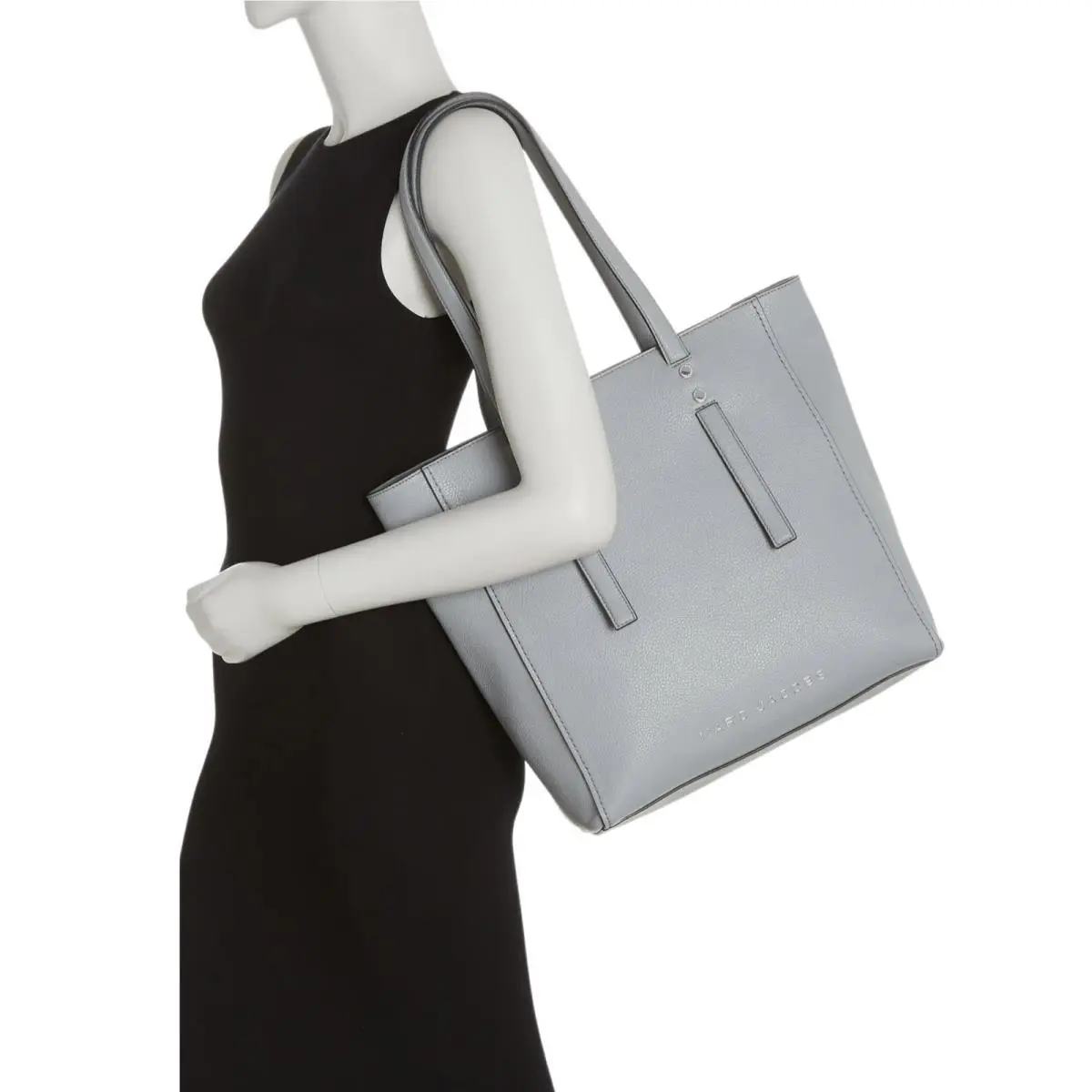 Marc Jacobs Leather Large Tote Purse - Light Grey - Long Top Handles