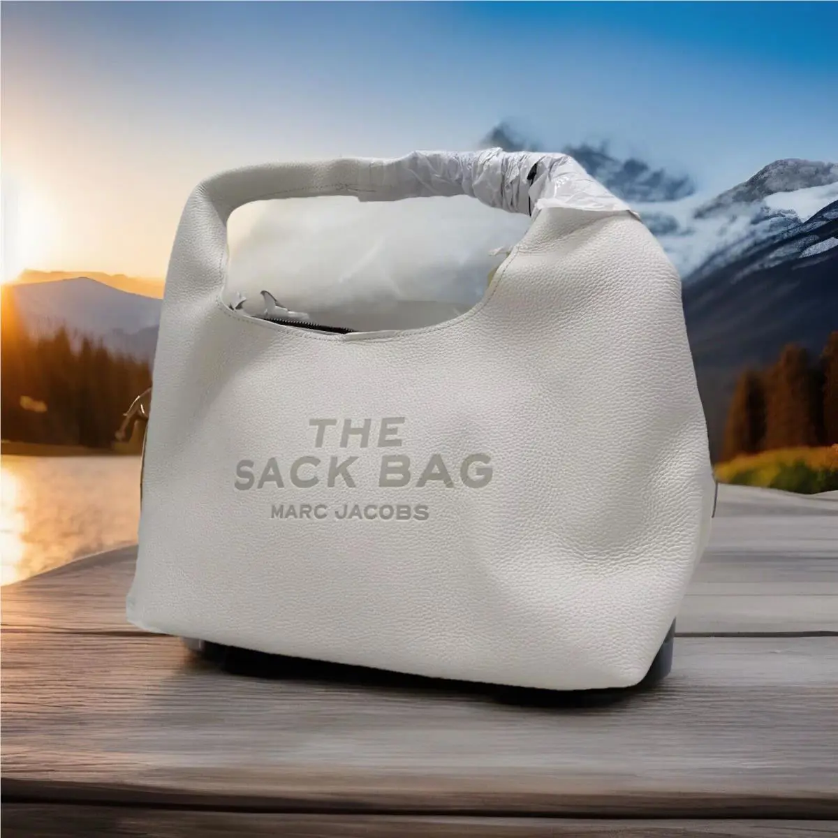 Marc Jacobs The Large Sack Pebbled Leather Hobo Bag -white