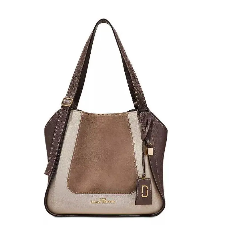 Marc Jacobs Director Lrg Nubuck / Leather Shoulder Bag Tote Taupe Iron Multi