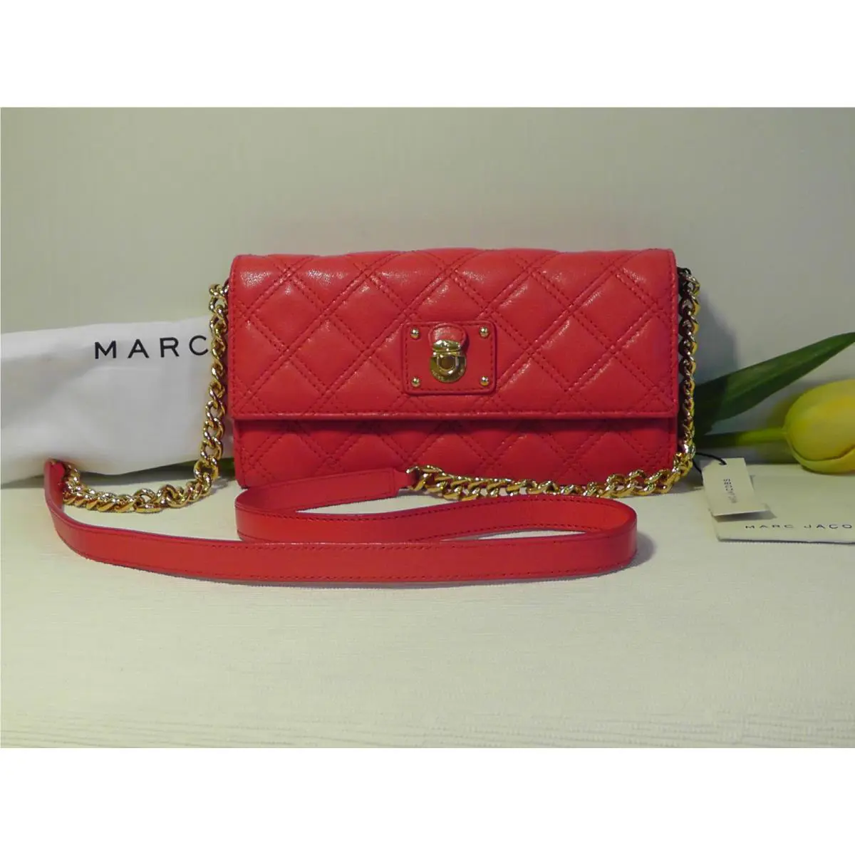 Marc Jacobs Coral Quilted Leather Ginger Crossbody Handbag