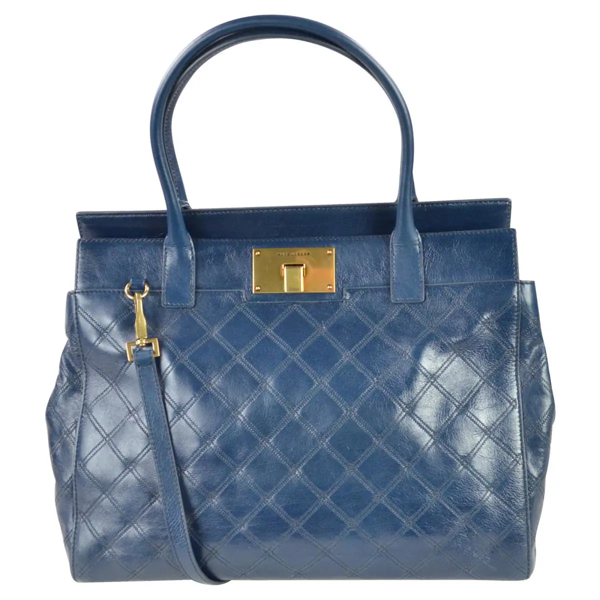 Marc Jacobs Buddy Quilted Satchel Bag Navy Made IN Italy