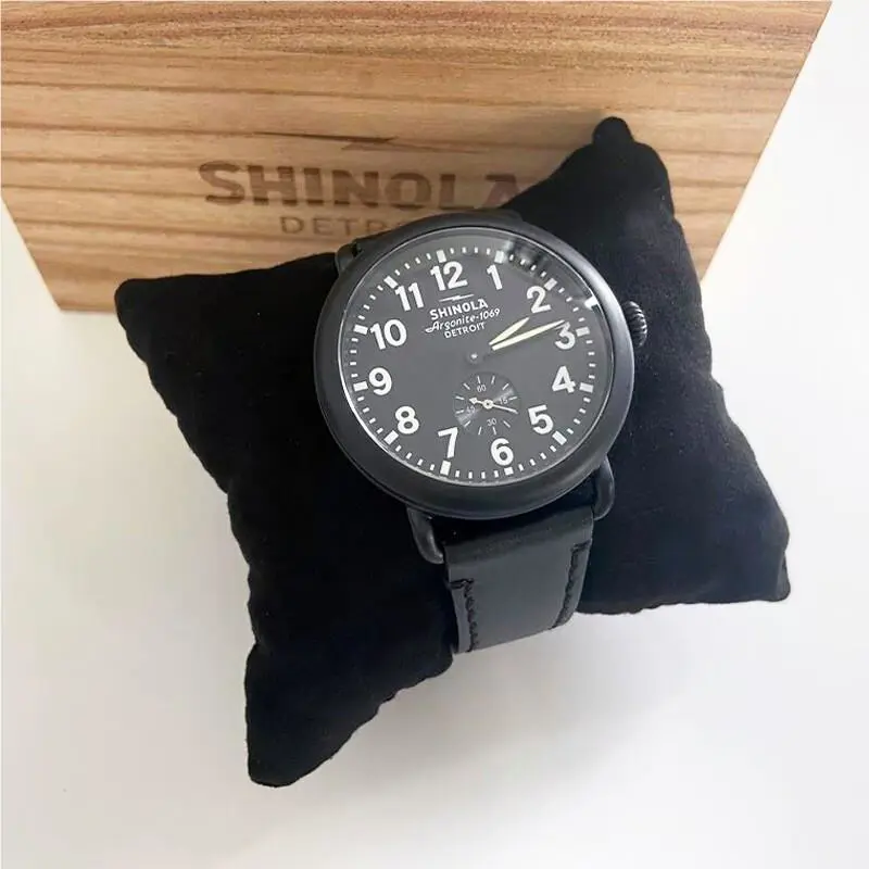 Men Women  Runwell Gunmetal and Black Quartz Watch Leather Strap 41mm by Shinola