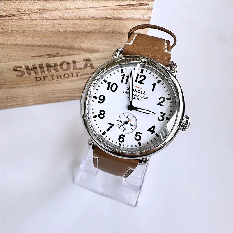 Classic  Runwell White Dial with Brown Leather Men Women Watch 41mm by Shinola