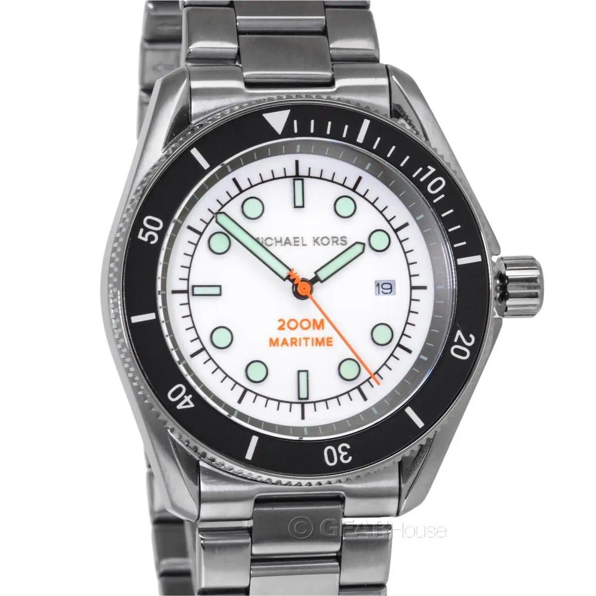 Maritime Michael Kors Gunmetal Mens Silver Black Diver Watch MK9136
