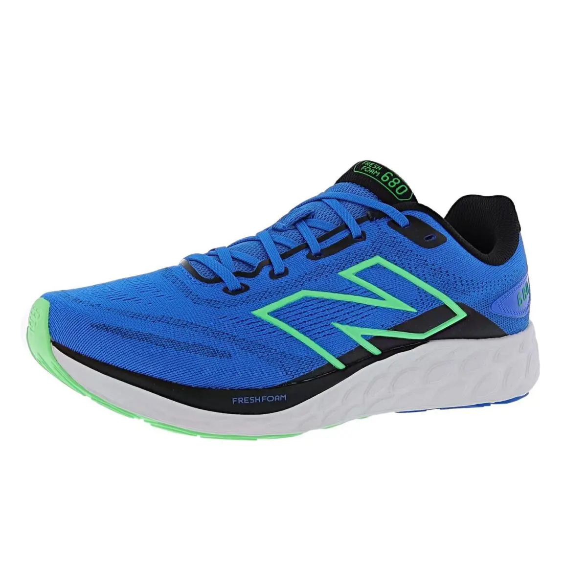 New Balance Men`s 680 v8 M680LB8 2E Wide Width Running Shoes - BLUE OASIS / LIME LEAF / BLACK