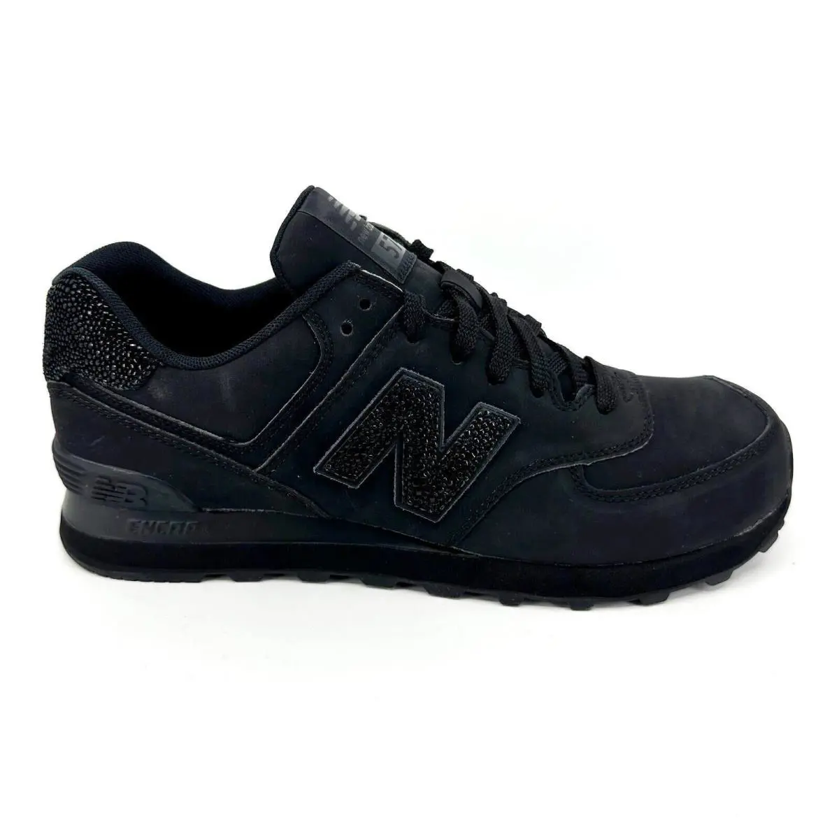 New Balance 574 Classics Triple Black Caviar Mens Leather Sneakers ML574BEX - Black