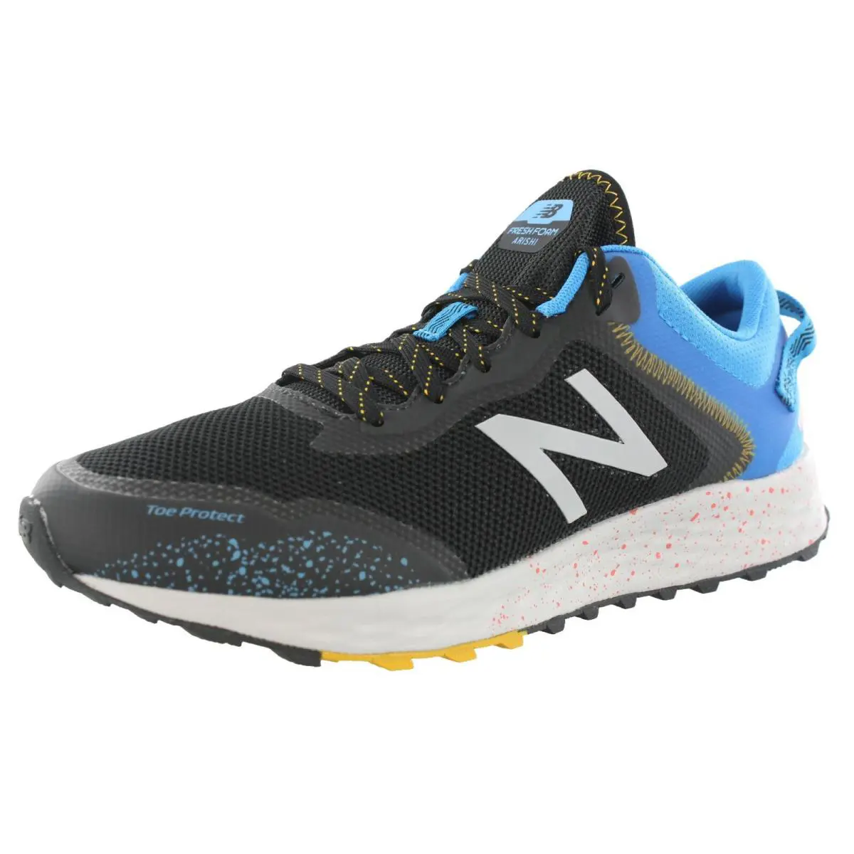 New Balance Men`s Fresh Foam Arishi Trail v1 4E Wide Width Running Shoes - BLACK / VISION BLUE / GREY