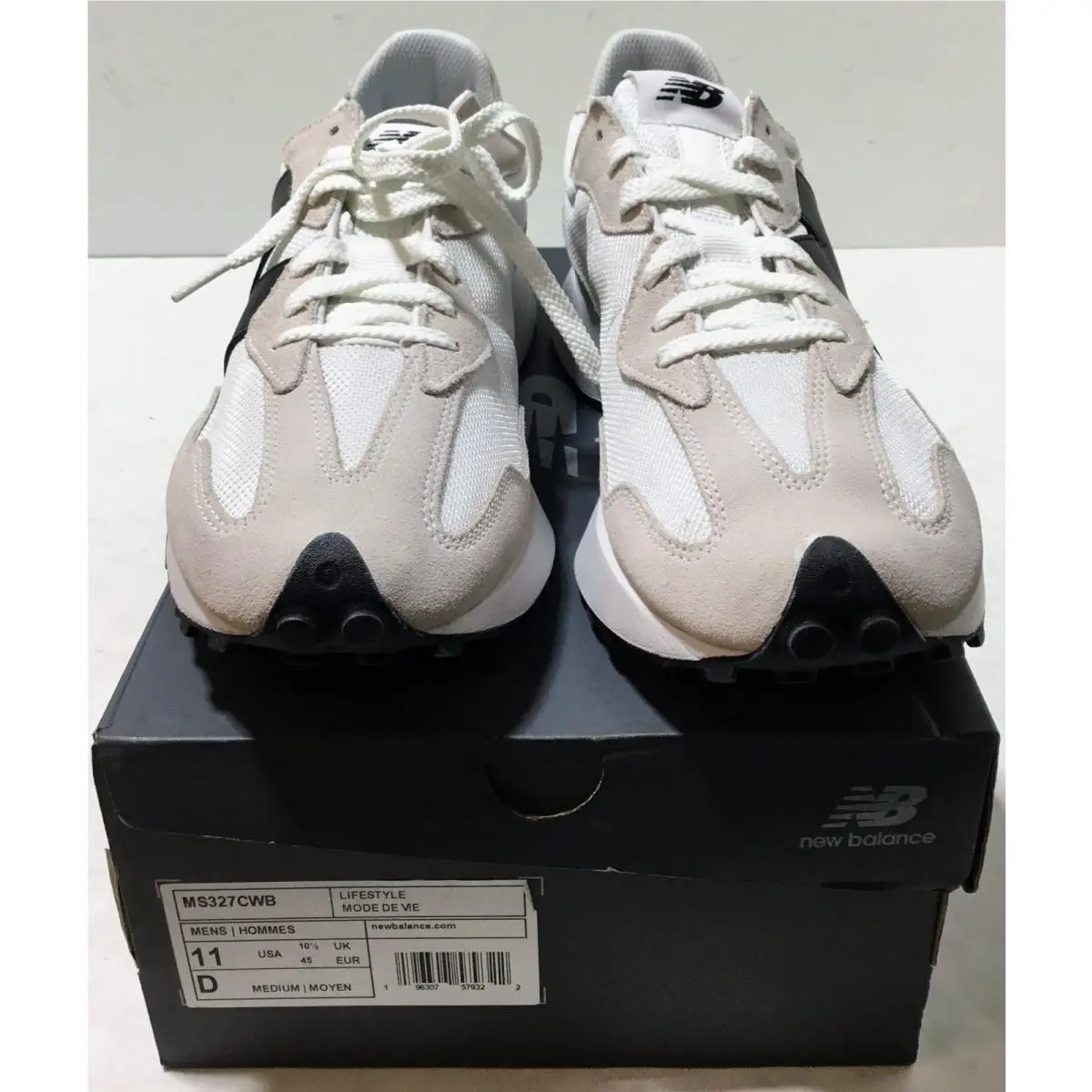 ​new Balance 327 Sea Salt Black Men Size 11 MS327CWB Suede Lifestyle Sneakers - White