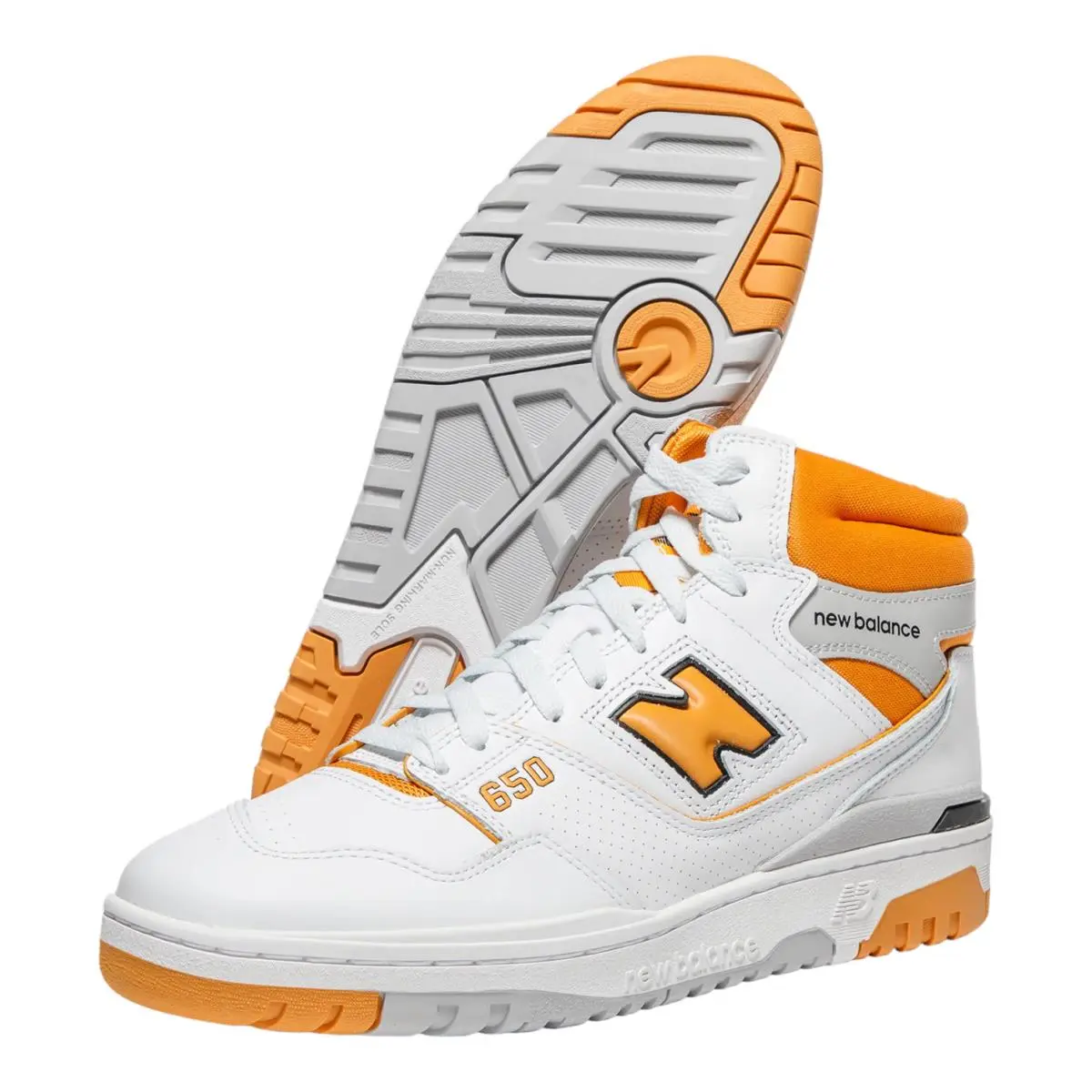 New Balance High Top Sneakers Basketball Shoes BB650RCL White Orange Size 9.5
