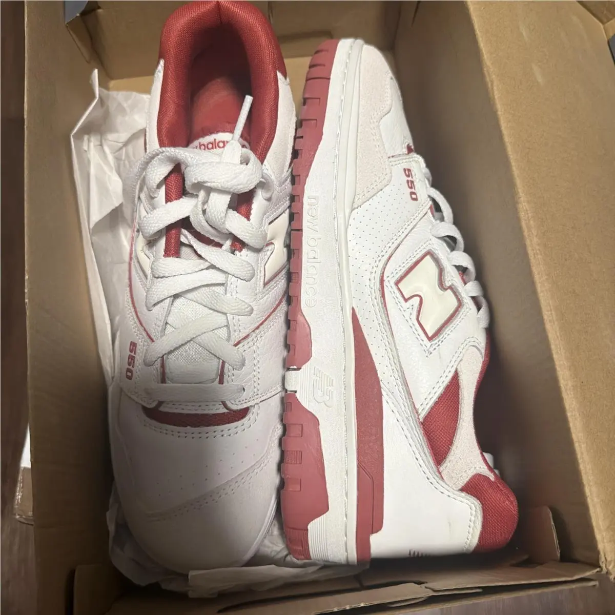 New Balance 550 White Red Terracotta Men`s Casual Shoes BB550STF Sz 9men 10.5 W