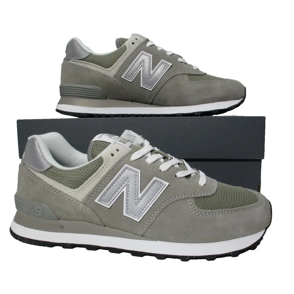 New Balance 574 Shoes Mens Sz 8.5/ Womens Sz 10 Grey White Classic Suede Gray