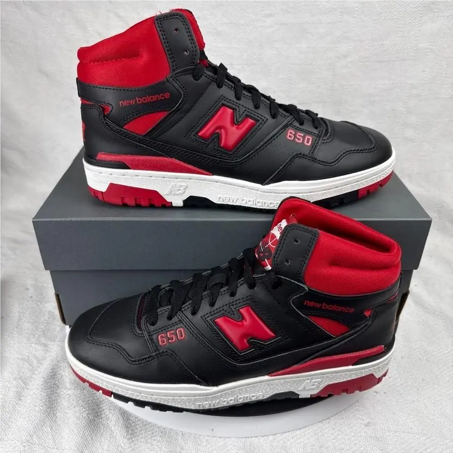 New Balance Men 650R Lifestyle Sneakers Black Red BB650RBR Size 9.5
