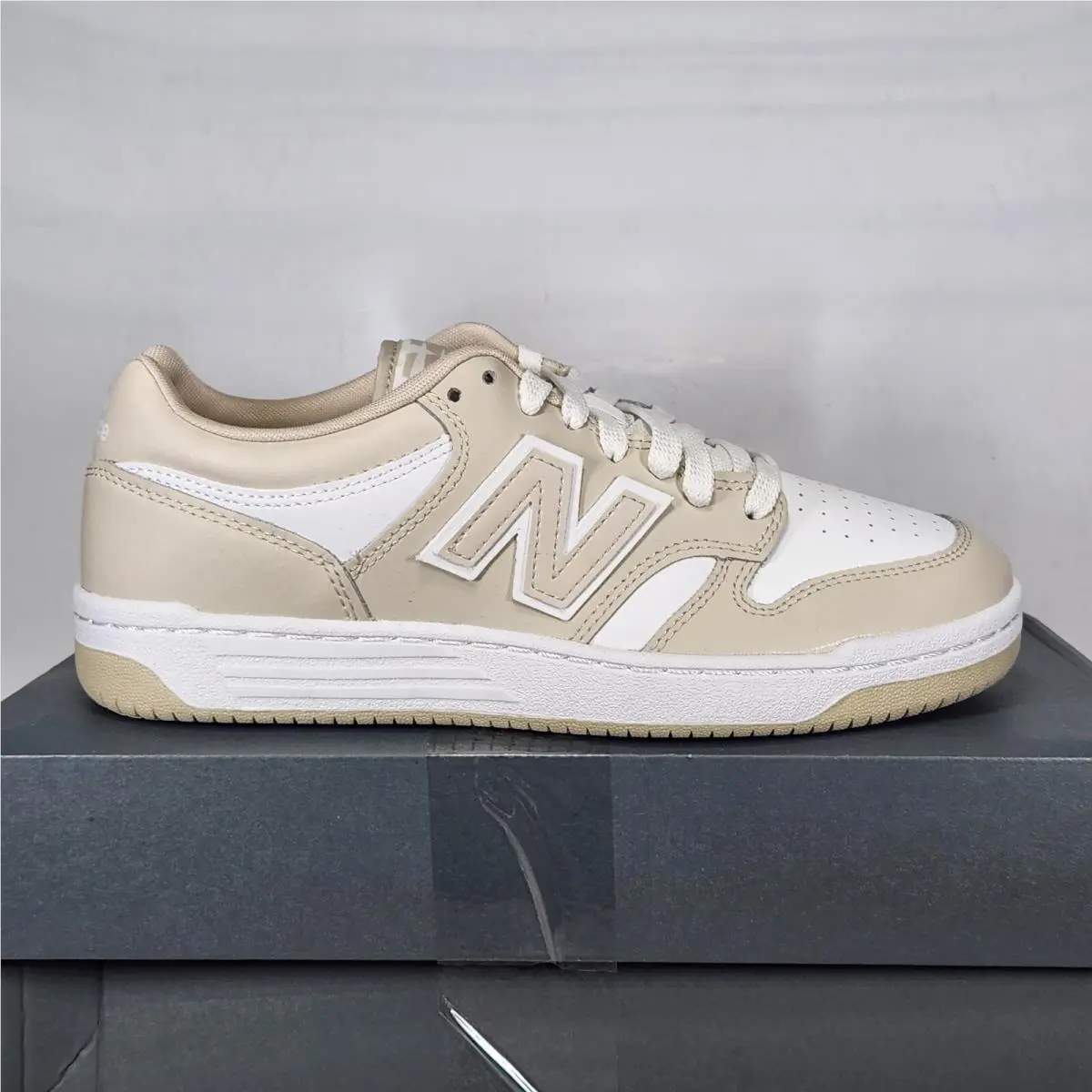 New Balance 480 Sneakers Mens Size 7 Grey White Leather Court Shoes