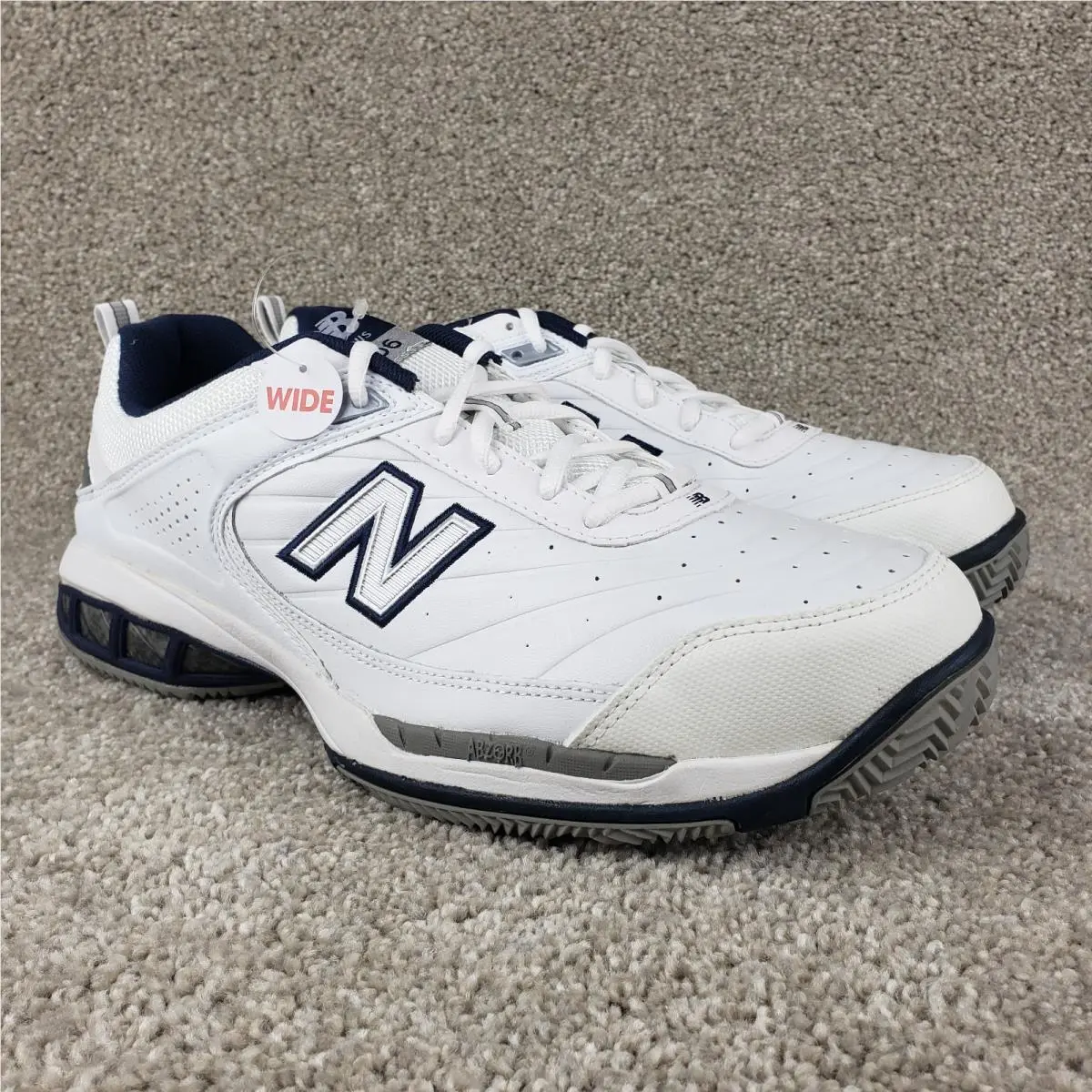 New Balance 806 Mens 12.5 Wide 4E White Blue Hard Court Tennis Shoe - White