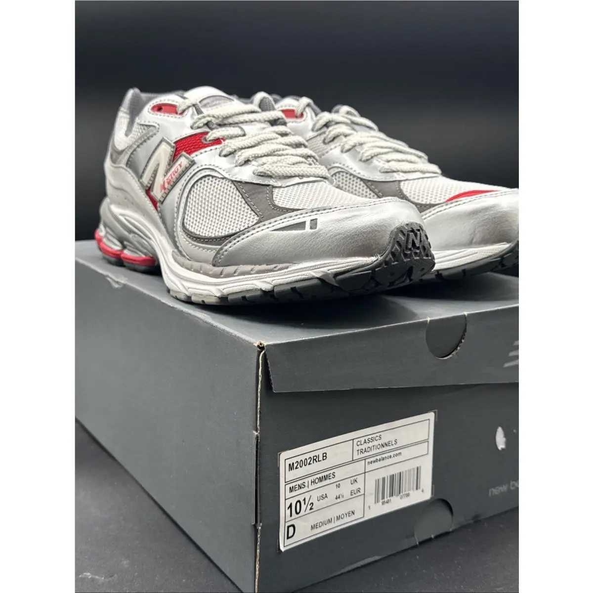 New Balance 2002R Silver Metallic Mens Size 10.5 M2002RLB Team Red OG