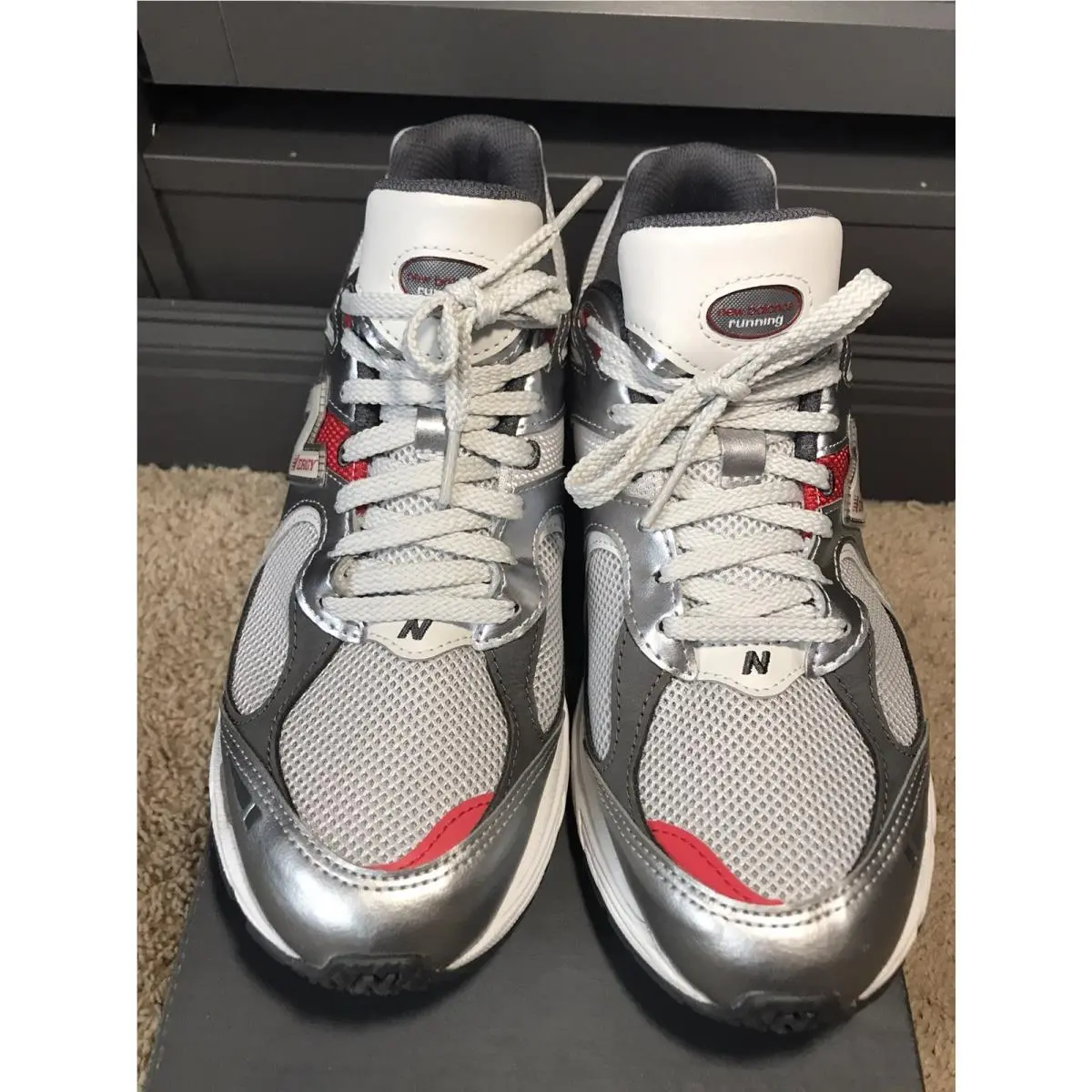 New Balance M2002RLB `silver Metallic Team Red` Size 9.5 For J. Crew