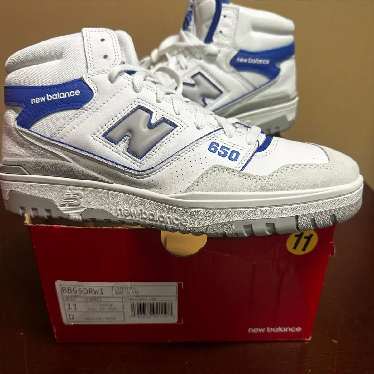 New Balance Mens White BB650RWI Lifestyle Low Top Basketball Shoes Size US 11D