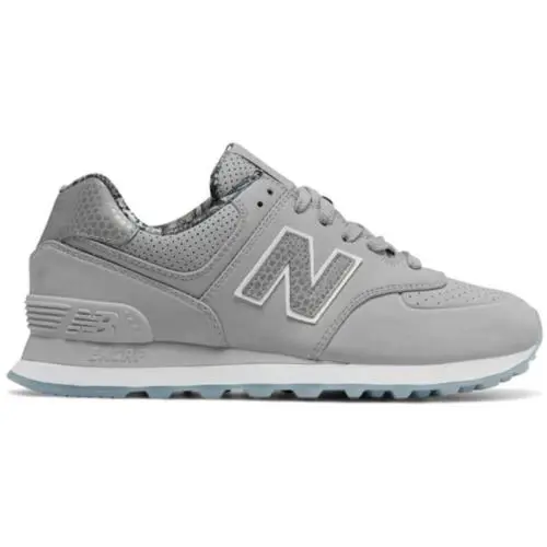 New Balance Women`s WL574SYA Luxe Reptile Classics Silver Mink Size 6