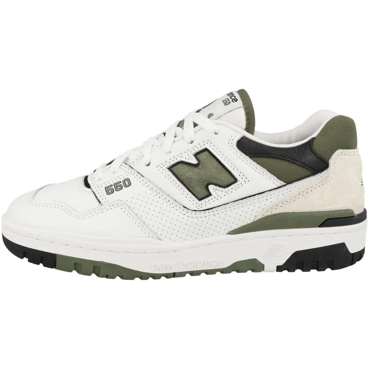 New Balance Men`s 550 Sneakers White/dark Olivine 13 Medium US