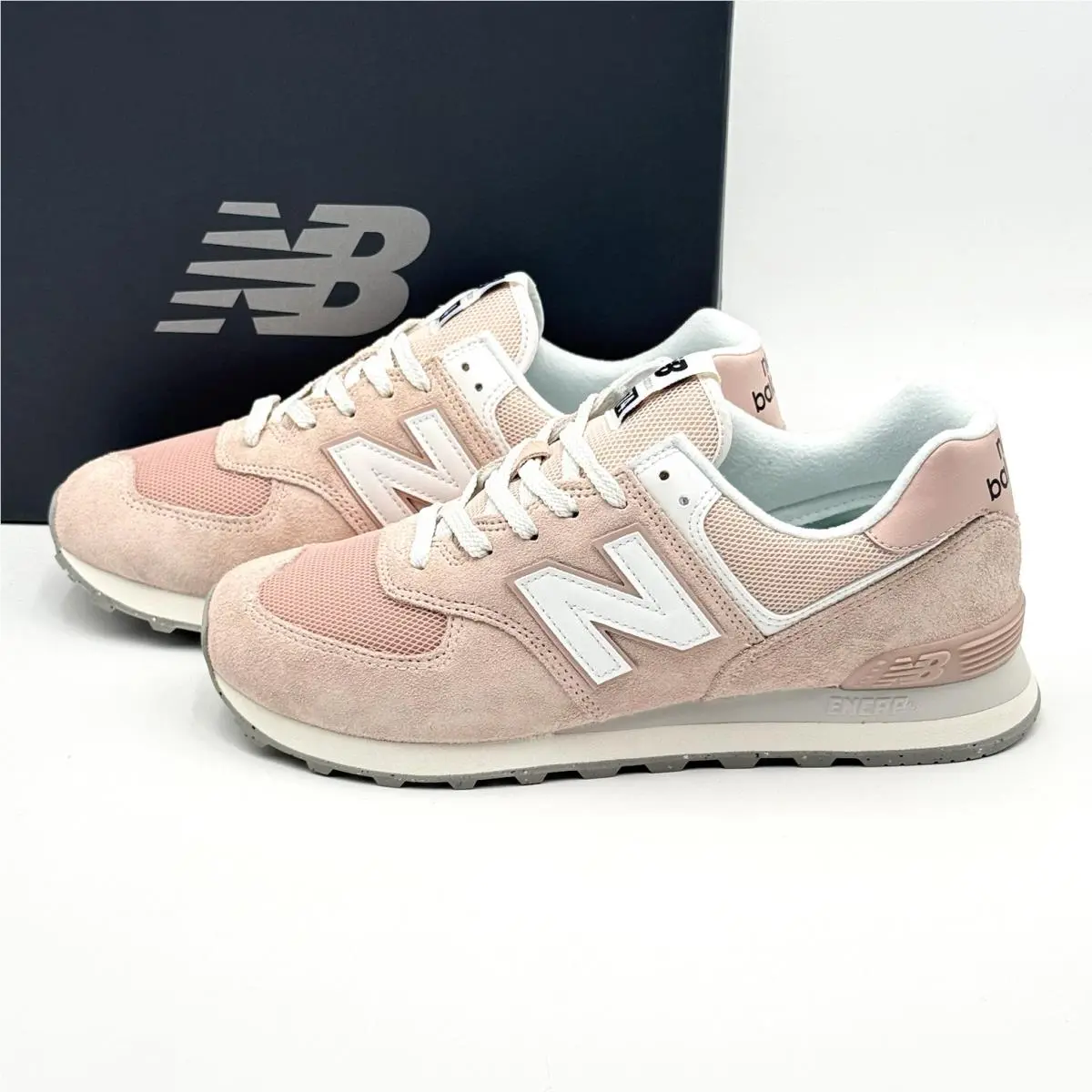Men`s Size 10 / Women`s 11.5 New Balance 574 Suede Sneaker U574FPP Pink White