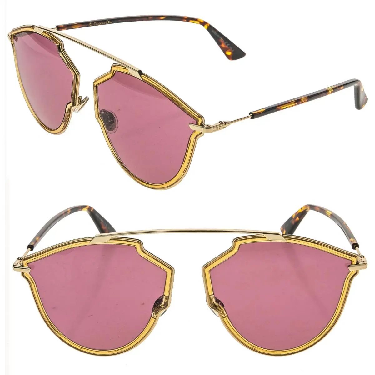 Christian Dior SO Real Rise Gold Yellow Pink Aviator Sunglass Sorealrise Soreal