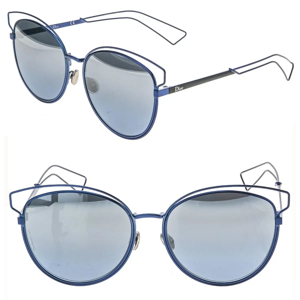 Christian Dior Sideral 2 Black Blue Mirrored Metal Runway Sunglasses SIDERAL2