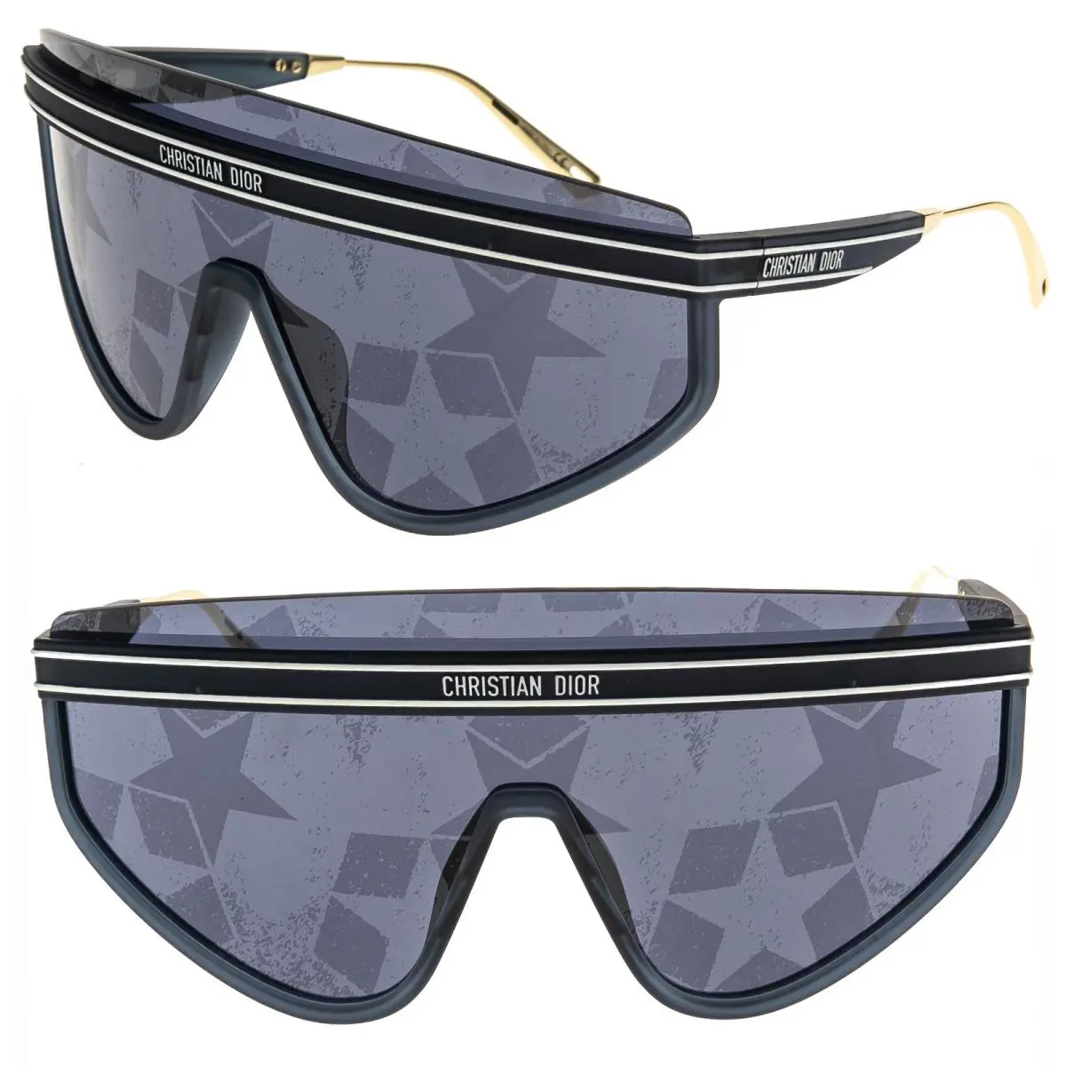 Christian  Club Blue Mirror Star Print Oblique club M2U Sunglass CD40079 by Dior