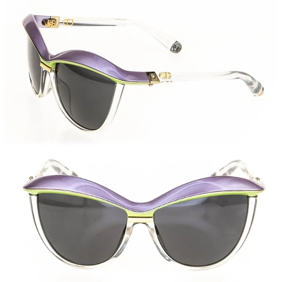 Christian  Demoiselle 2 Crystal Mauve Pink Green Color Block Brow Sunglasses by Dior