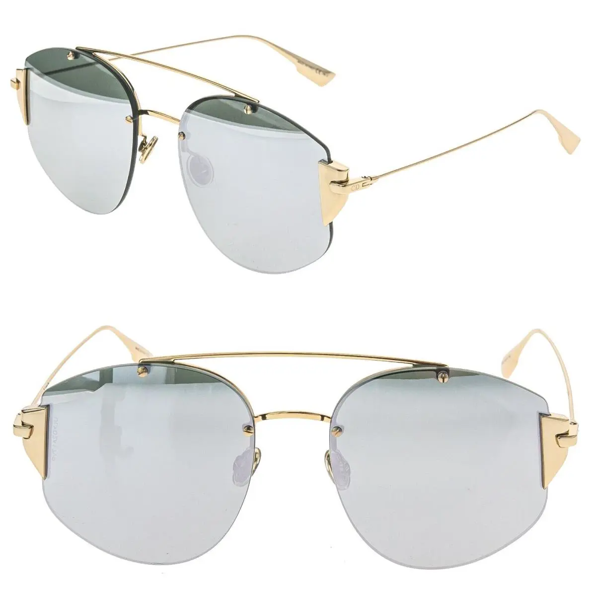 Christian  Stronger Silver Mirror Gold Aviator Rimless Sunglass stronger by Dior