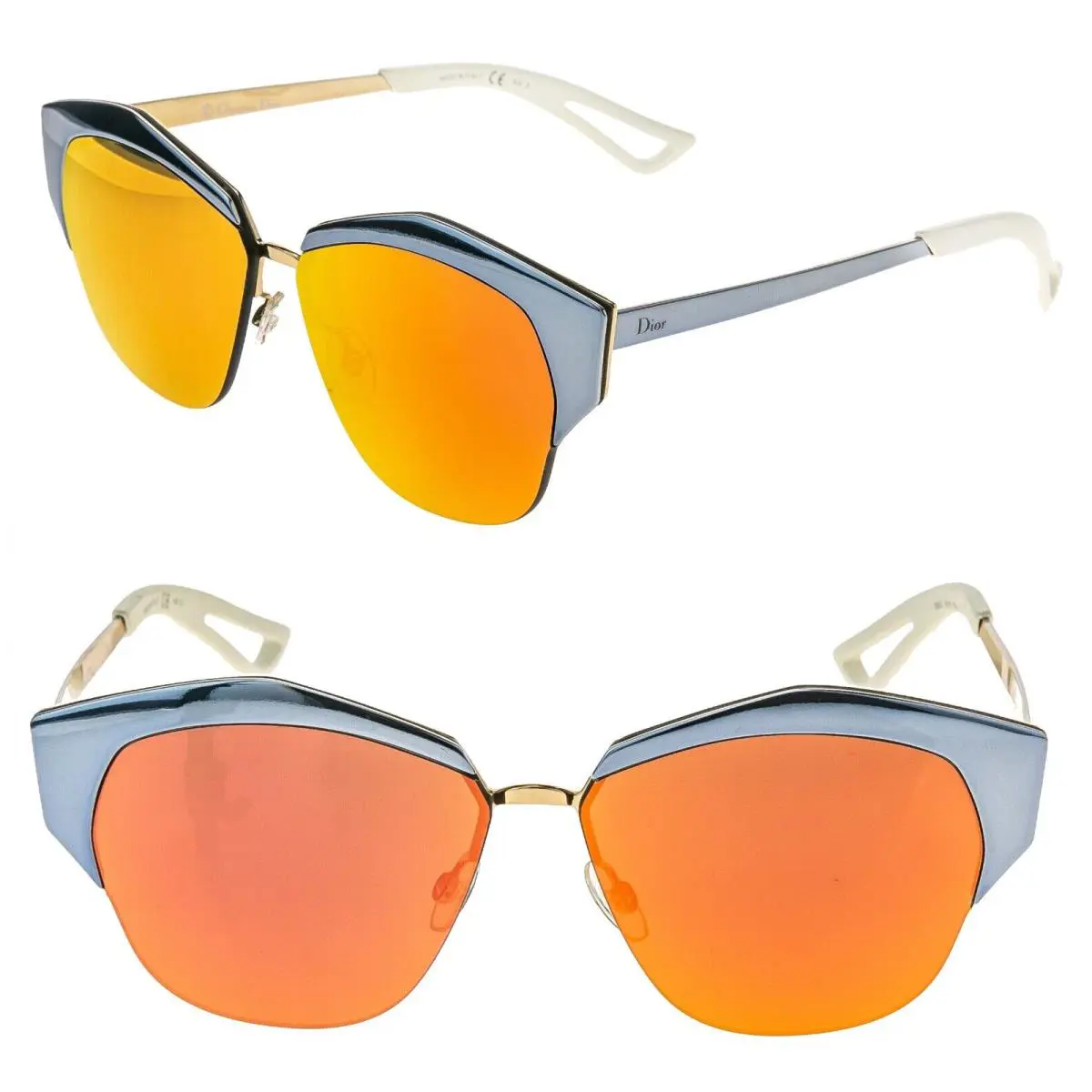 Christian Dior Mirrored Lilac Orange Metal Cat Eye Sunglasses Diormirrored