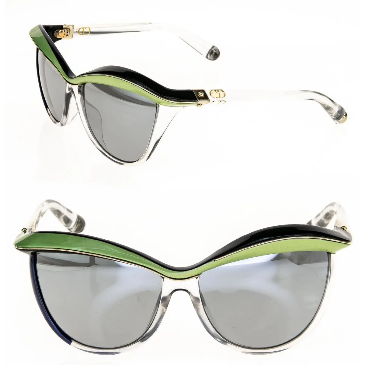 Christian  Demoiselle 1 Crystal Black Blue Green Asymmetrical Sunglasses by Dior