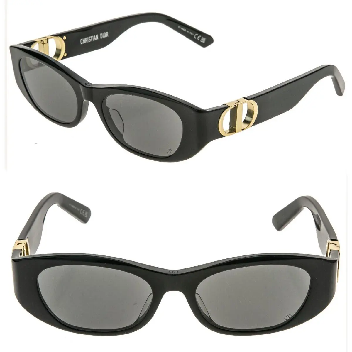 Christian Dior Montaigne Black Gold 30Montaigne S9U Oval Sunglasses CD40128U
