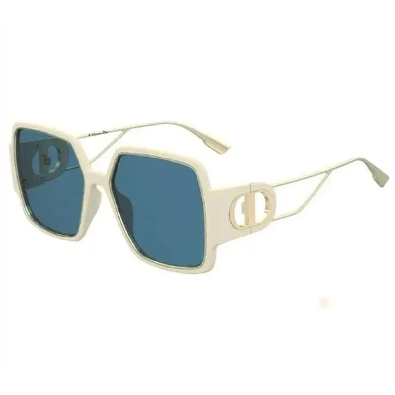 Large Ivory Sungasses w/ Gold Details Blue Lenses “30 Montaigne 2” by Dior