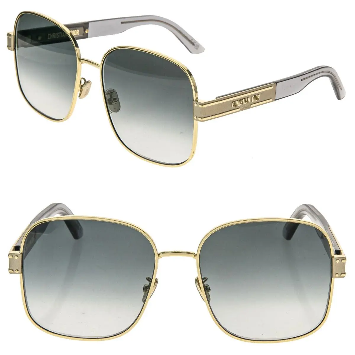 Christian Dior S5U Signature Blue Gold Sunglasses Diorsignature Square
