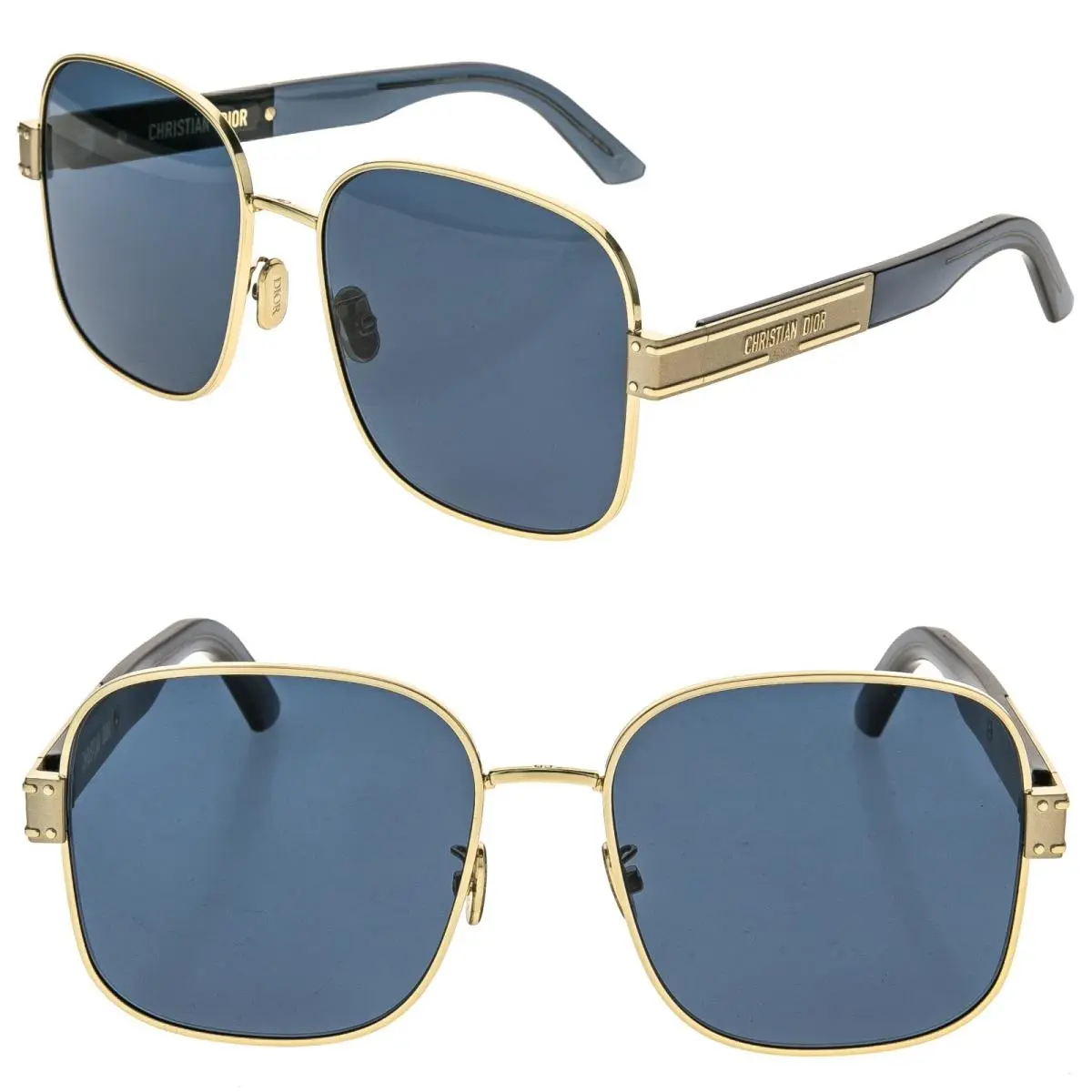Christian Dior S5U Signature Blue Gold Sunglasses Diorsignature Square