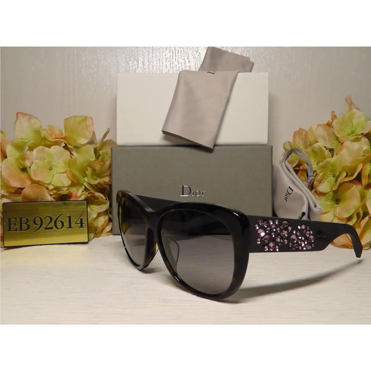 Christian  Ineditef Havana Brown Rubber Pink Crystals Frame Sunglasses by Dior