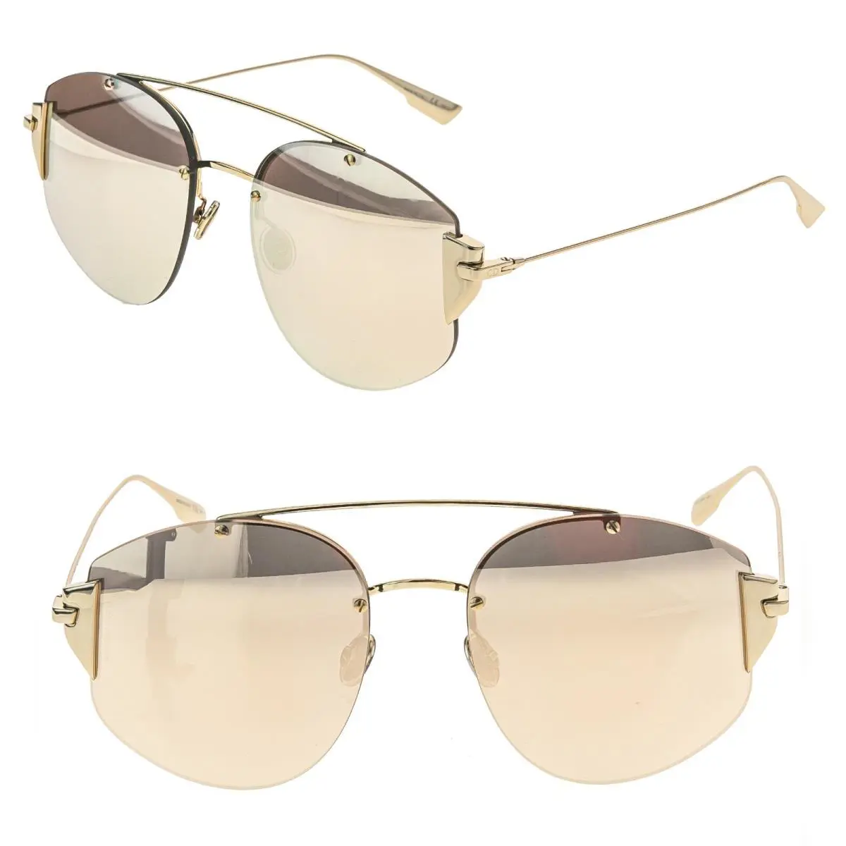 Christian  Stronger Gold Mirror Aviator Rimless Metal Sunglass stronger by Dior