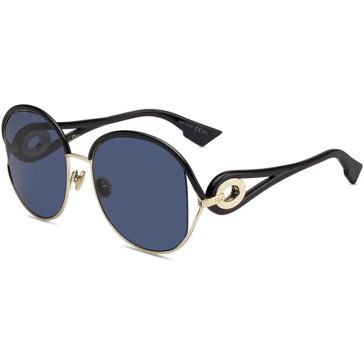 w/ Box Womens Christian  Volute Black Gold / Blue Lens Sunglasses by Dior