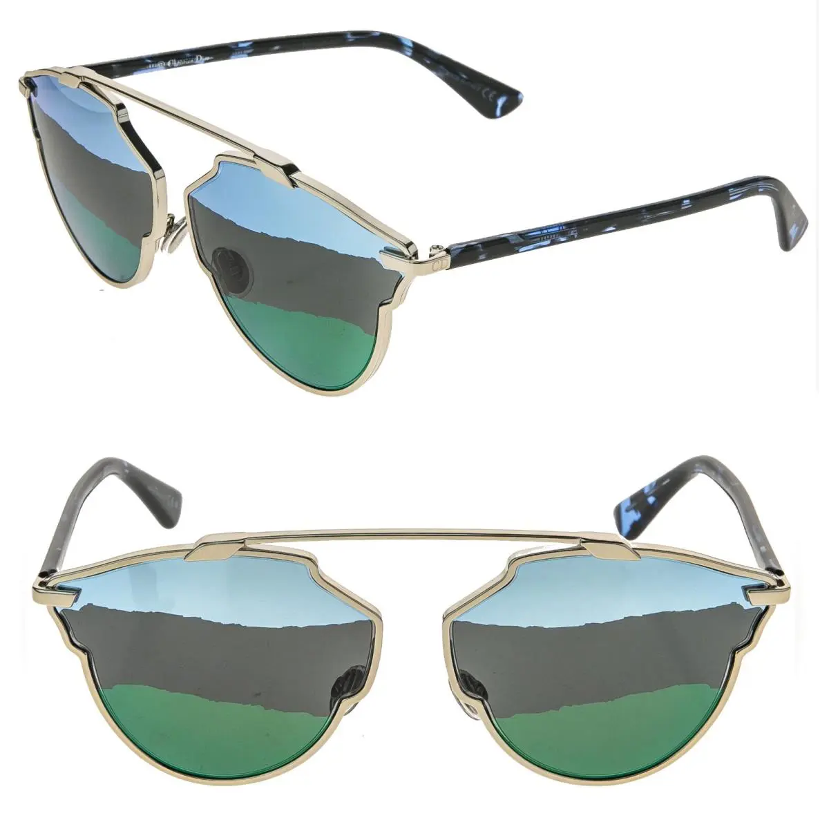 Christian  SO Real Cruise Gold Blue Green Mirror Sunglass soreala Soreal by Dior
