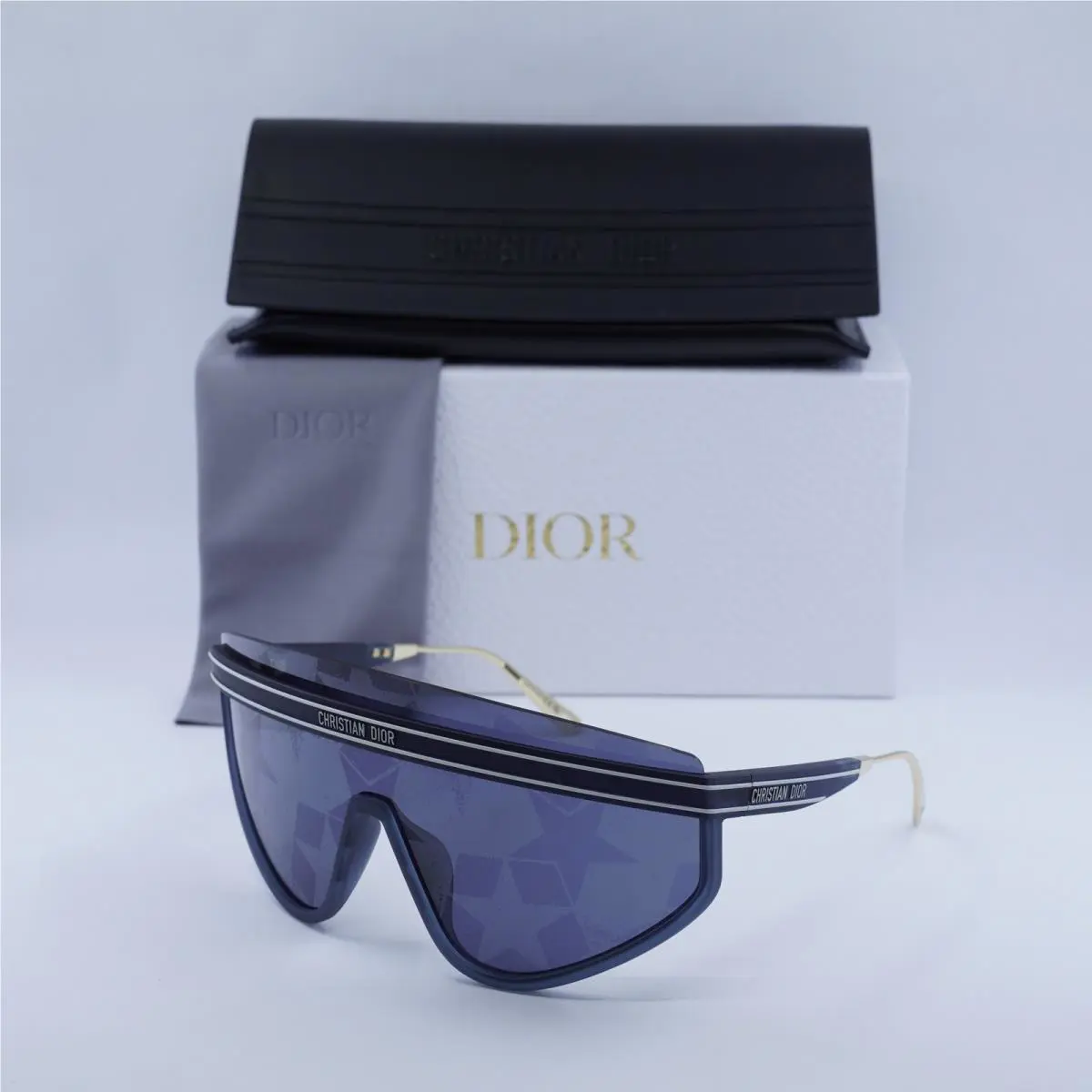Dior Diorclub M2U 31B7 Matte Navy Blue/silver Mirrored with Blue Star