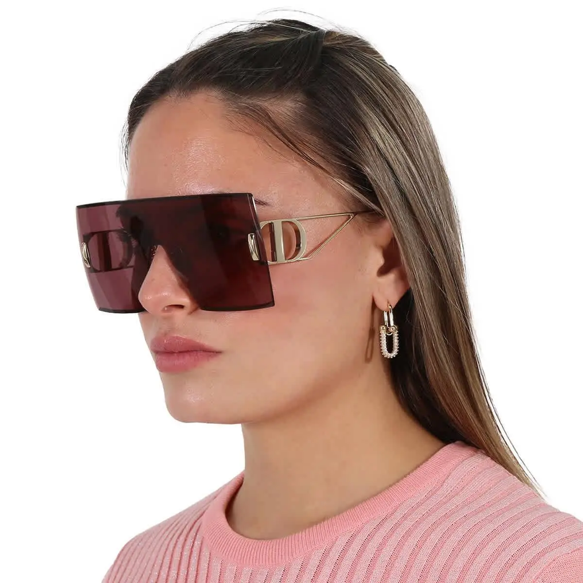Dior Burgundy Square Ladies Sunglasses 30MONTAIGNE M1U B0D0 30MONTAIGNE M1U B0D0