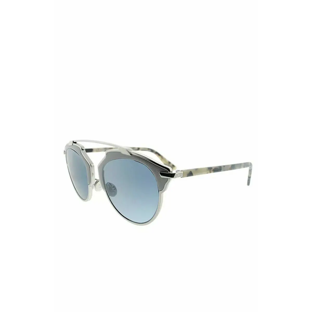 Christian Dior So Real Sunglasses P7Q/8N Gray Leather Silver Blue Lenses - Gray, Frame: Gray, Lens: Blue