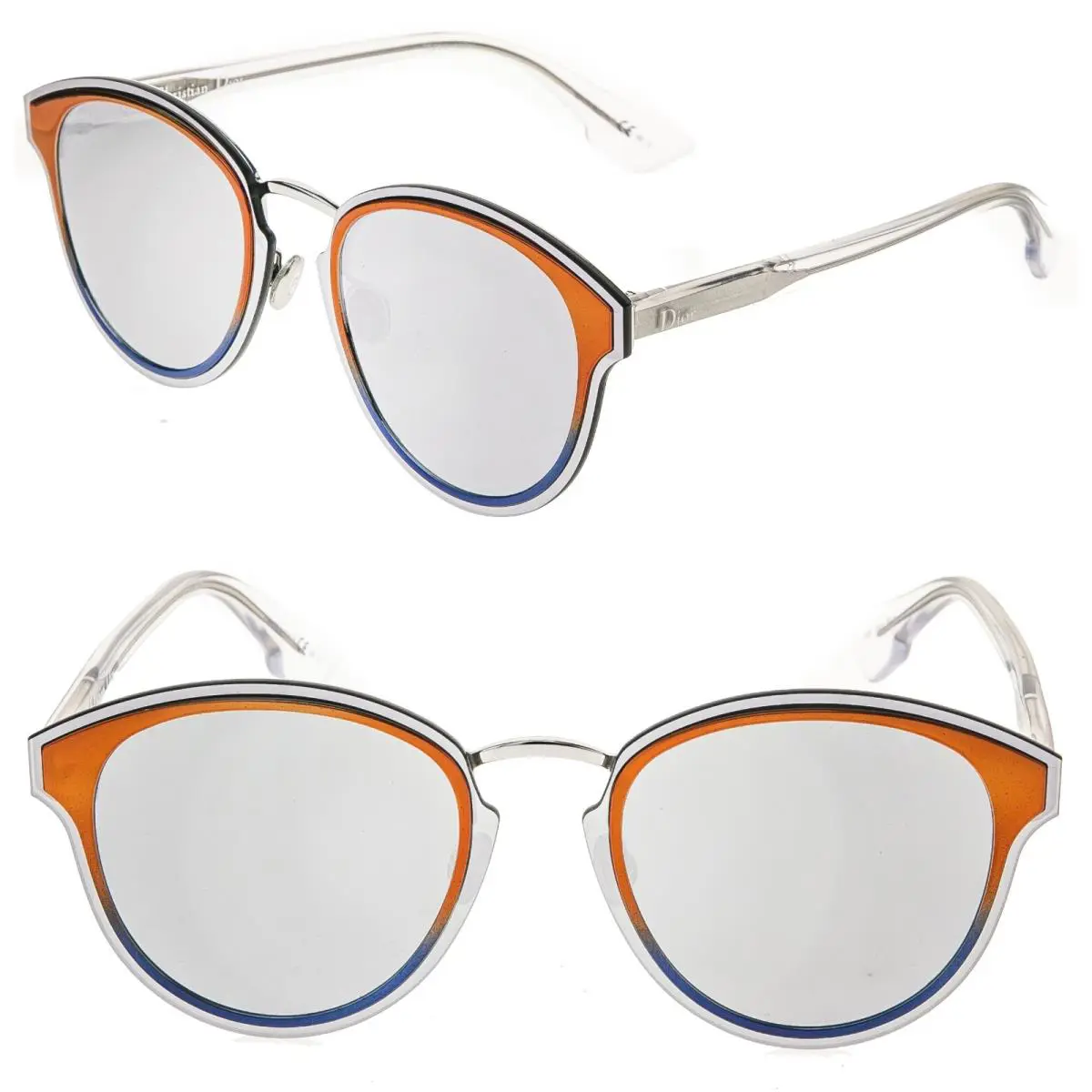 Christian  Nightfall Crystal Orange Silver Mirrored Sunglasses nightfall by Dior