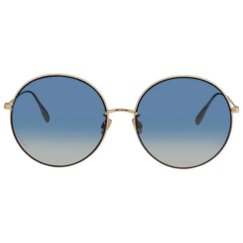 “society 2F” Circle Sunglasses w/ Studded Gold Frames Blue Lenses by Dior