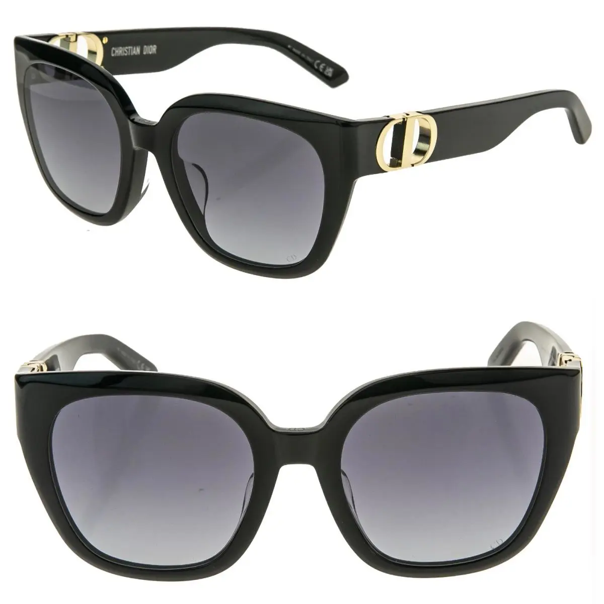 Christian  Montaigne Black Gold 30Montaigne S10F Oversized Sunglass CD40129F by Dior