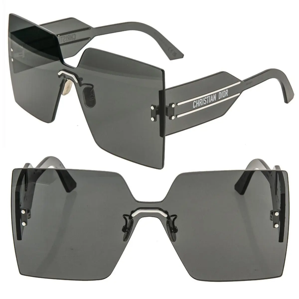Christian Dior Club Black Silver Oblique Diorclub M5U Oversized Sunglass CD40117