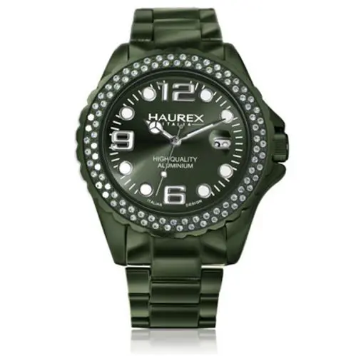 Haurex Italy Women`s XK374DVV Inkstones Luminous Crystal Green Aluminum Watch