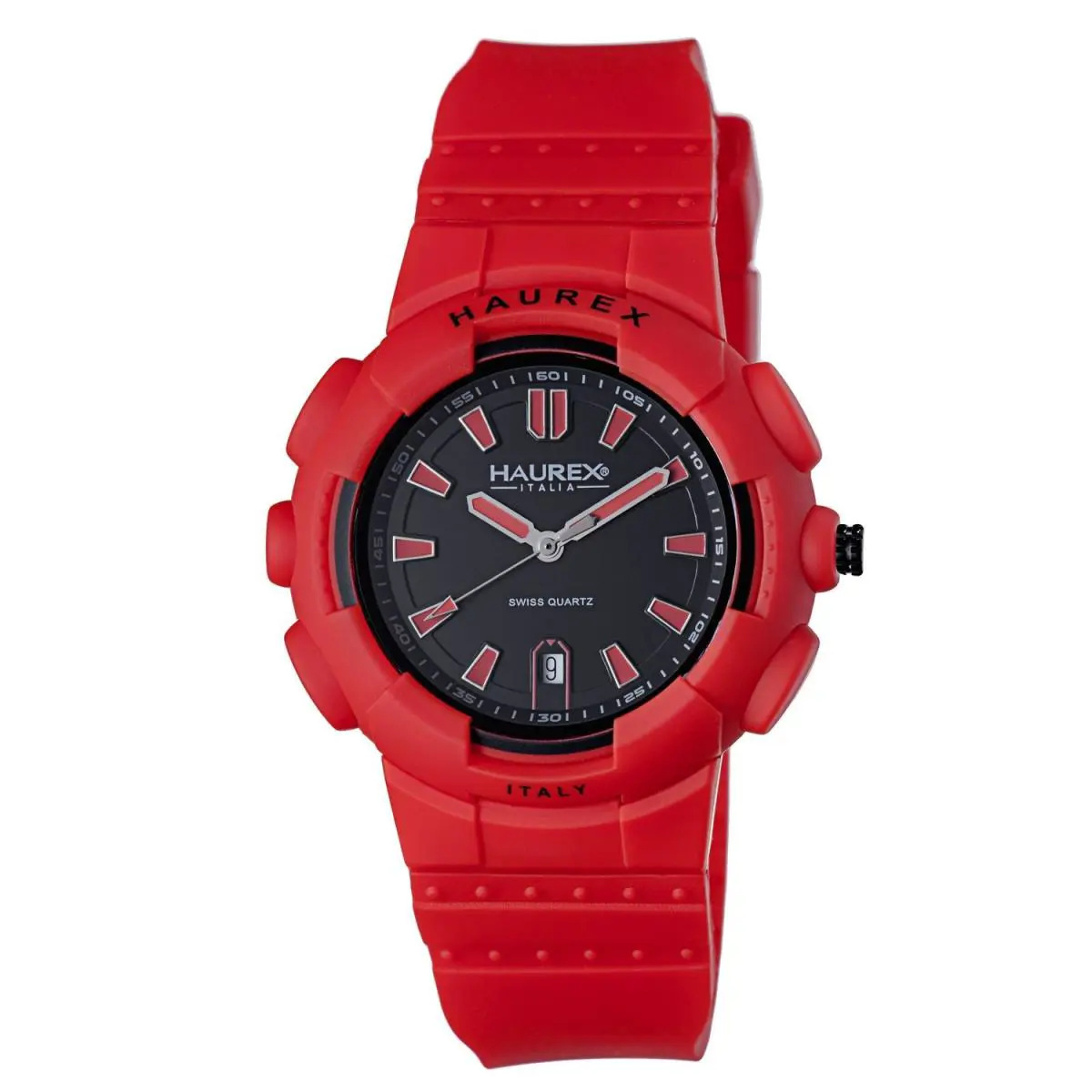 Haurex Men`s 2P504URR Tremor Red Plastic Case Rubber Strap Date Watch